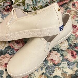 Keds Kate Spade White Canvas Slip-Ons
